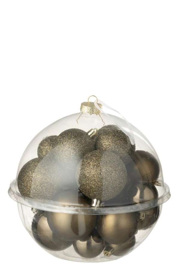 BOX OF 24 CHRISTMAS BAUBLE PLASTIC BROWN