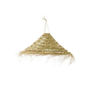 LAMP SHADE BRAIDED + FRINGES GRASS NATURAL LARGE