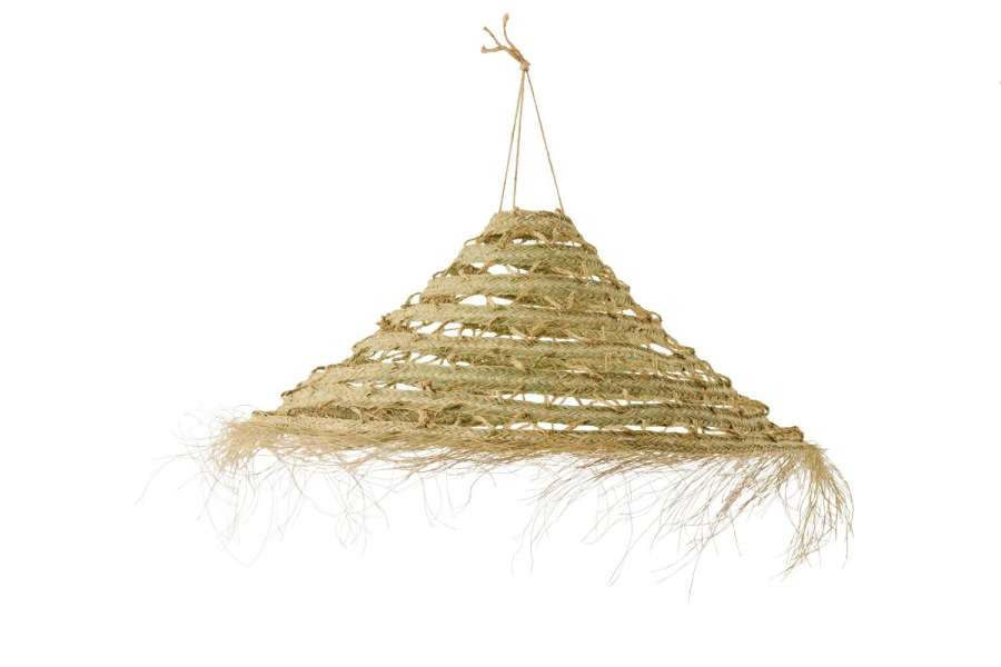 LAMP SHADE BRAIDED + FRINGES GRASS NATURAL LARGE