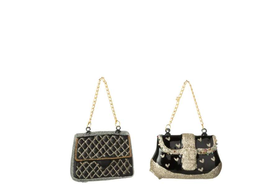 HANGER HANDBAG GLASS BLACK ASSORTMENT OF 2