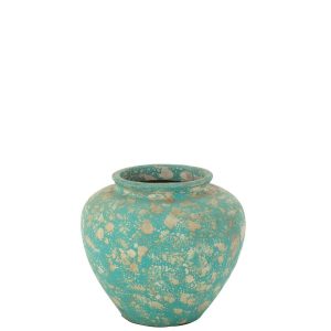 FLOWERPOT ANTIQUE ROUND CEMENT AZUR