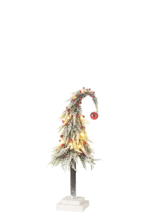 XMAS TREE HAT+LED ARTIFICIAL SNOW GREEN/RED MIDUM