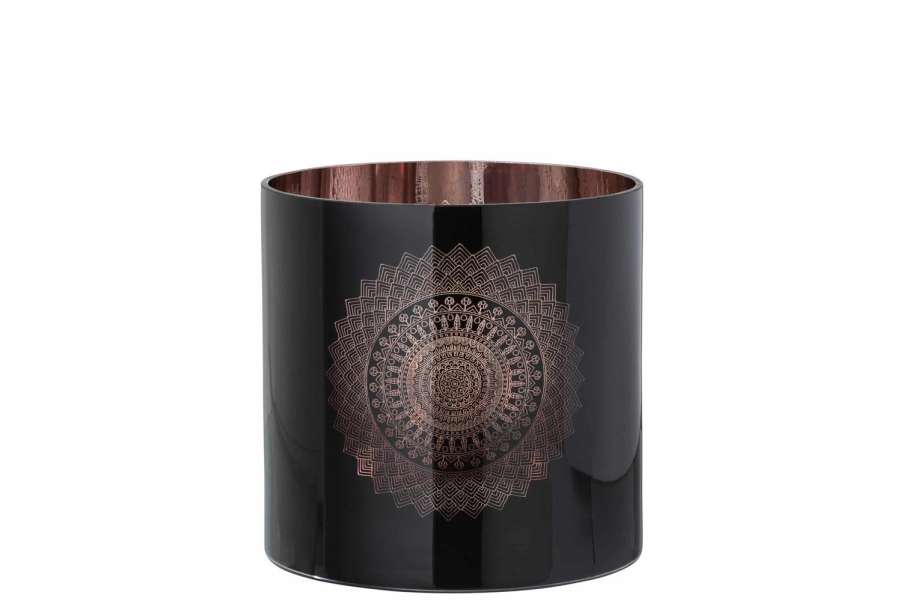 HURRICANE LIGHT BOHO GLASS BLACK/COPPER LARGE