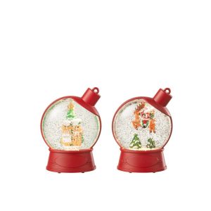 HANGER WATER GLOBE GINGERMAN  +  SANTA CLAUS PLASTIC CHRISTMAS RED ASSORTMENT OF 2