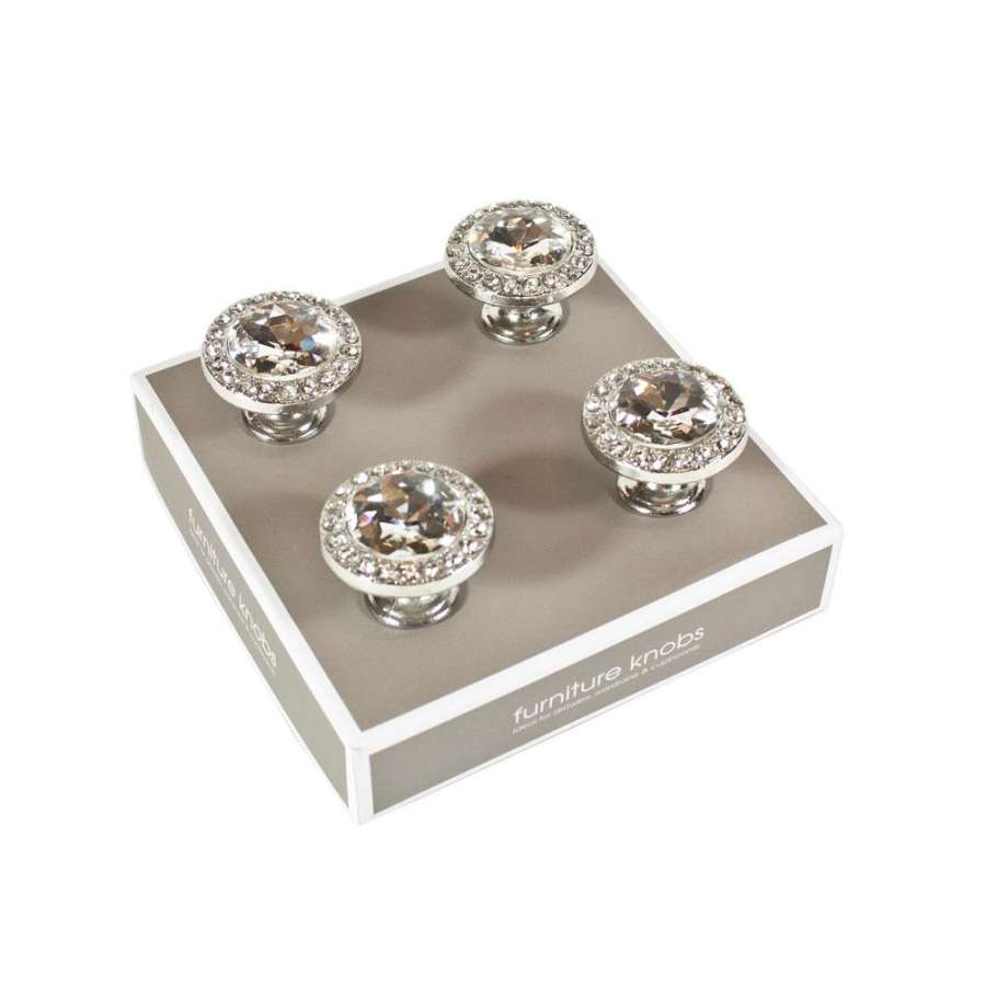 Møbelknott-metall m/diamant- s/4 - 6cm