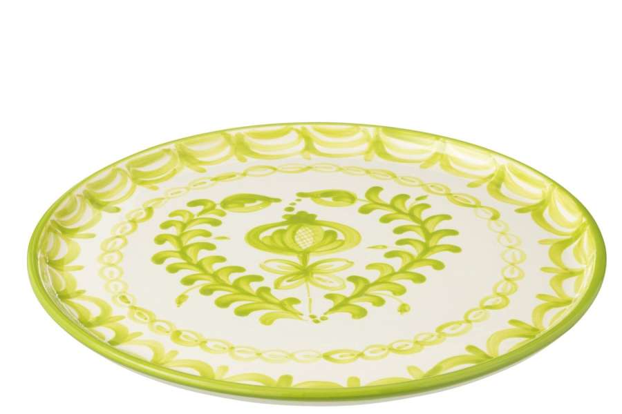 PLATE GRANADA CERAMIC WHITE/GREEN