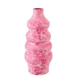 VASE CERAMIC PINK/WHITE LARGE