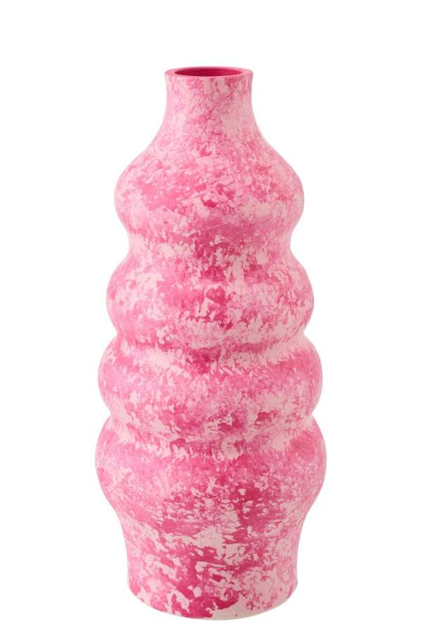 VASE CERAMIC PINK/WHITE LARGE
