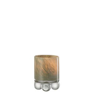 TEALIGHT HOLDER ON BALLS GLASS GREEN
