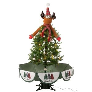 TREE LED SNOWING DEER IRON CHRISTMAS RED/GREEN
