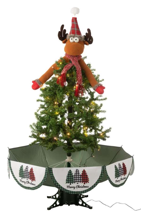 TREE LED SNOWING DEER IRON CHRISTMAS RED/GREEN