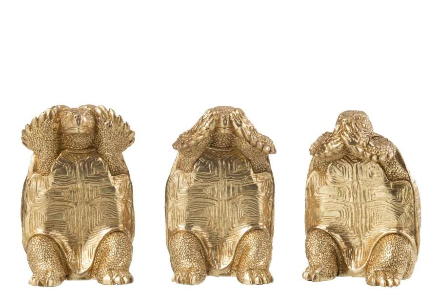 TURTLE SEE/HEAR/SPEAK RESIN GOLD ASSORTMENT OF 3