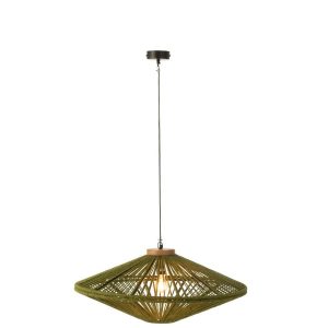 HANGING LAMP OVNI IRON/JUTE GREEN MEDIUM