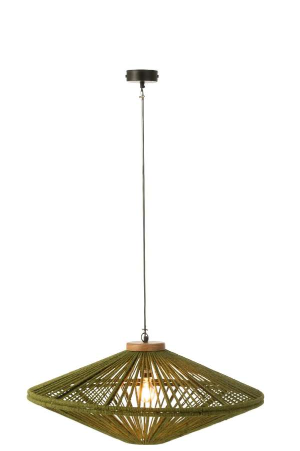HANGING LAMP OVNI IRON/JUTE GREEN MEDIUM