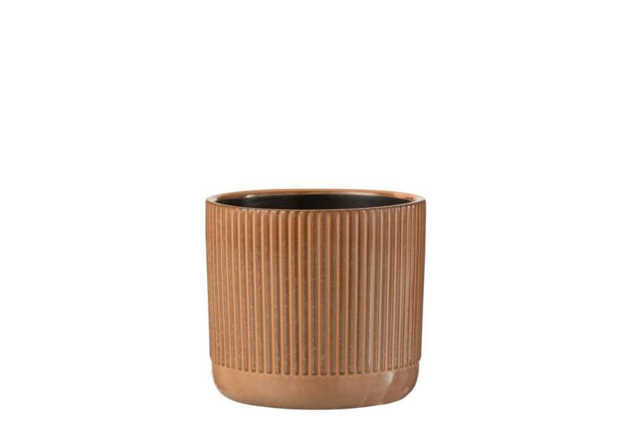 FLOWERPOT LINE CERAMIC ORANGE/BEIGE MEDIUM