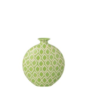 VASE CHECKERED PORCELAIN GREEN/WHITE SMALL