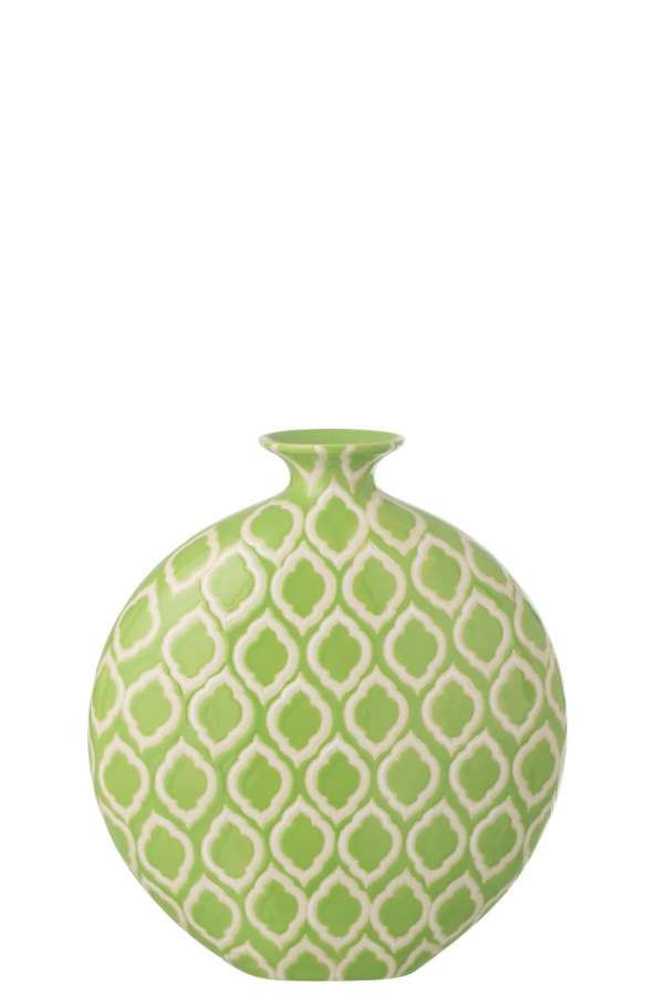VASE CHECKERED PORCELAIN GREEN/WHITE SMALL