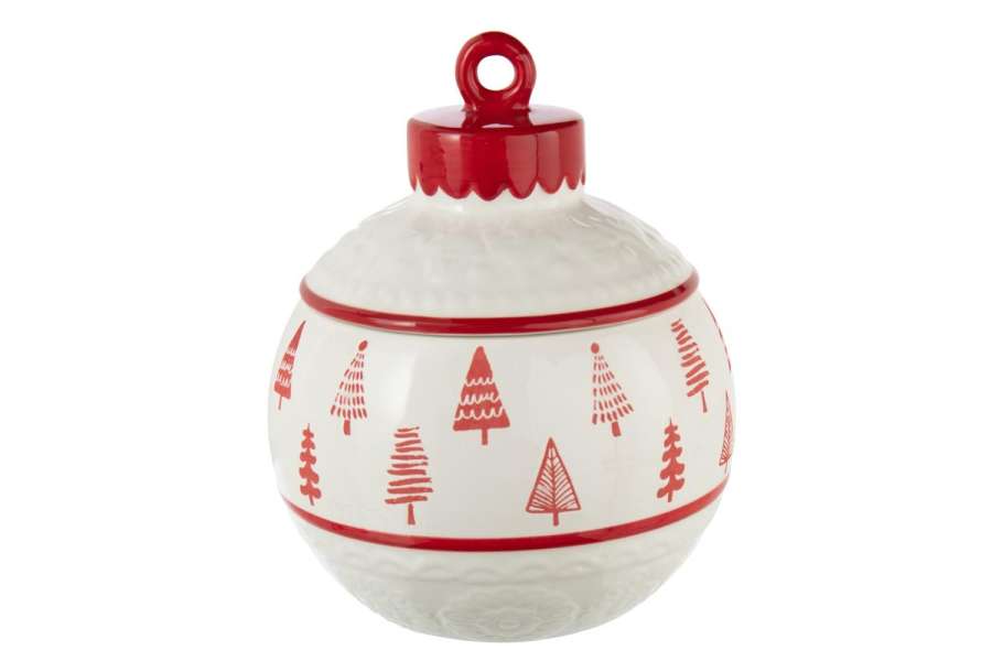 STORAGE JAR CHRISTMAS BALL DOLOMITE WHITE/CHRISTMAS RED