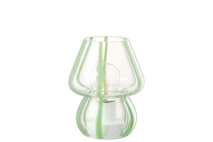 TABLE LAMP STRIPES GLASS TRANSPARENT/GREEN SMALL