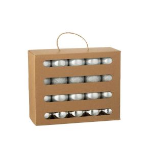 BOX OF 40 CHRISTMAS BAUBLE PLASTIC SILVER COLORED