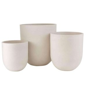 SET OF 3 VASE ROUND CERAMIC HIGH WHITE