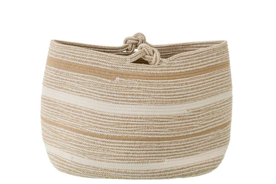 BASKET STRIPED POLYESTER WHITE/BEIGE