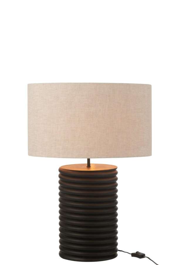 TABLE LAMP THREADED WIDE AILANTHUS WOOD BLACK/GREY