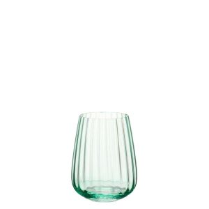 DRINKING GLASS RIBBED GLASS GREEN