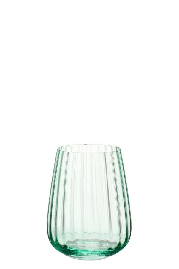 DRINKING GLASS RIBBED GLASS GREEN