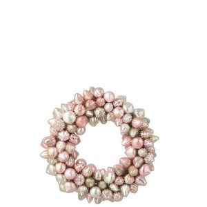 WREATH CHRISTMAS BAUBLE GLASS LIGHT PINK