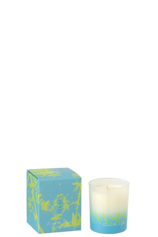 SCENTED CANDLE OASIS WAX BLUE/GREEN SMALL