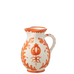 PITCHER GRANADA CERAMIC WHITE/ORANGE MEDIUM