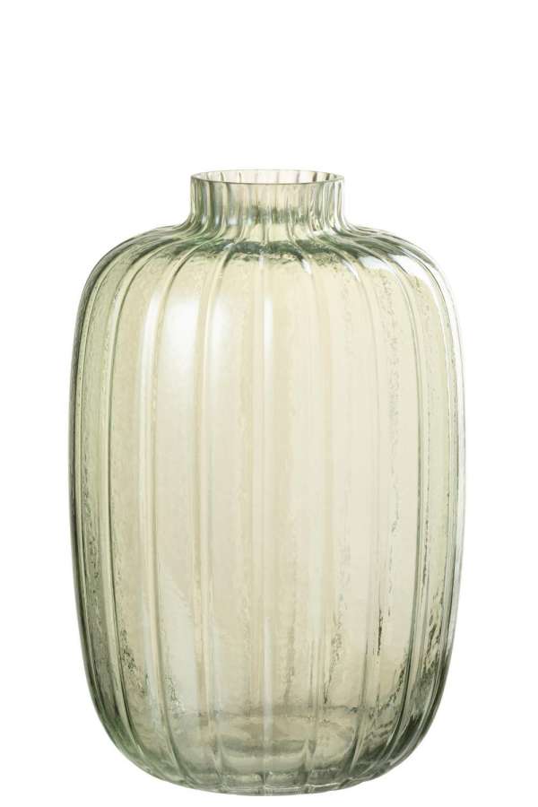 VASE LINES GLASS GREEN LARGE