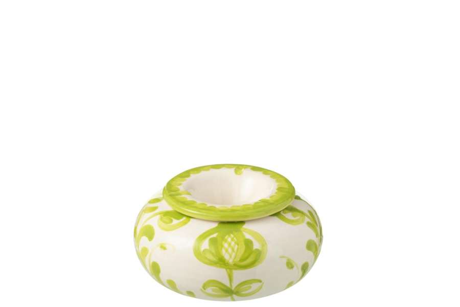 ASHTRAY GRANADA CERAMIC WHITE/GREEN LARGE