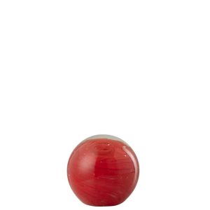 PAPERWEIGHT TWISTER ROUND GLASS RED SMALL