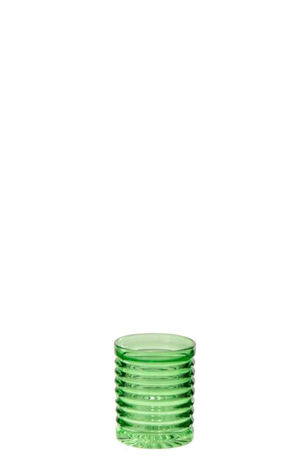 DRINKING GLASS RIBBED GLASS GREEN