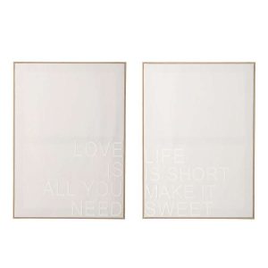 QUOTE BOARD LOVE/LIFE CANVAS OFF-WHITE/NATURAL ASSORTMENT OF 2