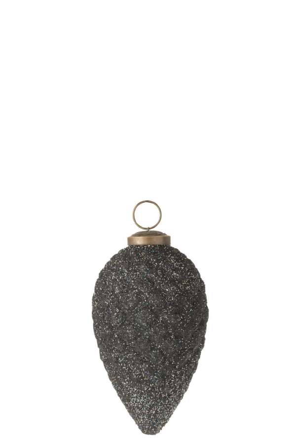 XMAS BAUBLE PINE CONE GLITTER GLASS PURPLE