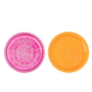 PLATE GLASS ORANGE/PINK ASSORTMENT OF 2
