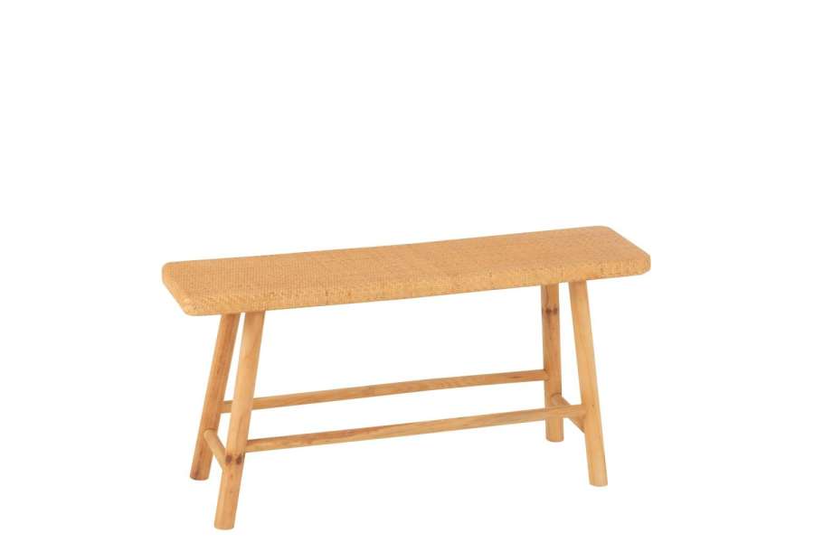BENCH RECTANGULAR CANE/FIR WOOD NATURAL