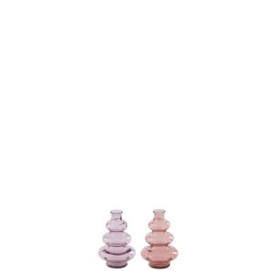 VASE  GLASS LIGHT PINK/SALMON PINK ASSORTMENT OF 2