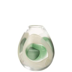 VASE LIVY GLASS GREEN/WHITE/TRANSPARENT MEDIUM