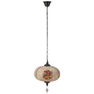 HANING LAMP MOSAIC GLASS/METAL ORANGE LARGE
