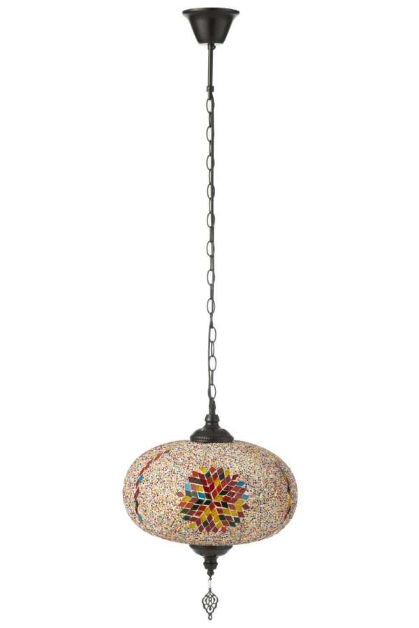 HANING LAMP MOSAIC GLASS/METAL ORANGE LARGE