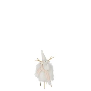 REINDEER HAT+SCARF POLYESTER WHITE/BEIGE SMALL