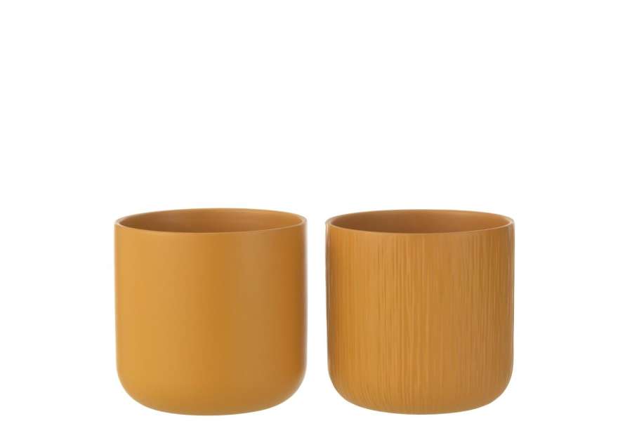 FLOWERPOT GEN CERAMIC OCHRE LARGE ASSORTMENT OF 2