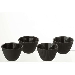 BOX OF 2 TEA CUP METAL BLACK ASSORTMENT 2