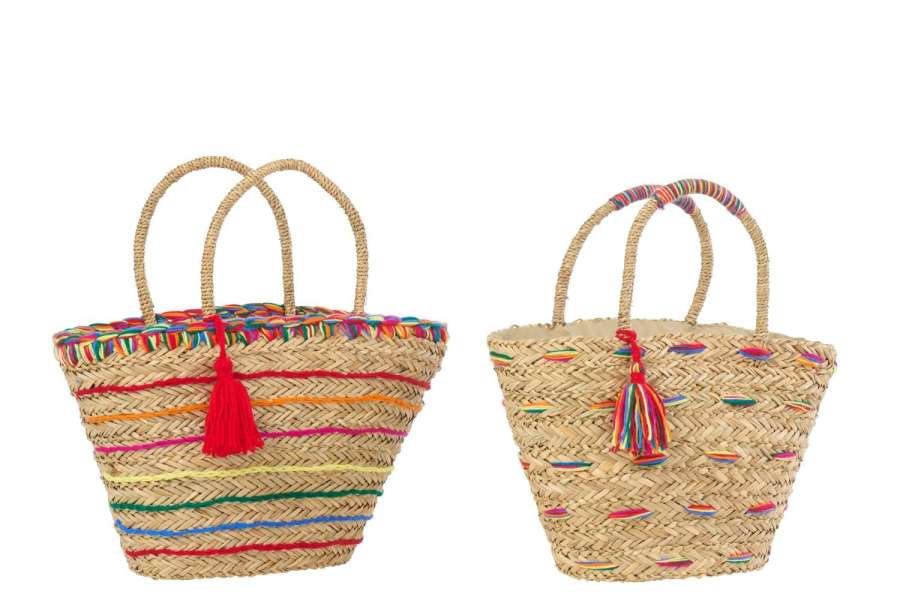 BAG STRIPED SEAGRASS MULTI ASSORTMENT OF 2