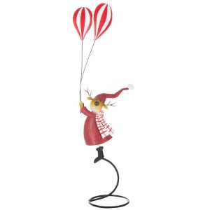 REINDEER ON BASE +BALLOONS METAL RED LARGE