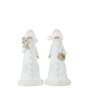 SANTA CLAUS POLY WHITE/GOLD LARGE ASSORTMENT OF 2